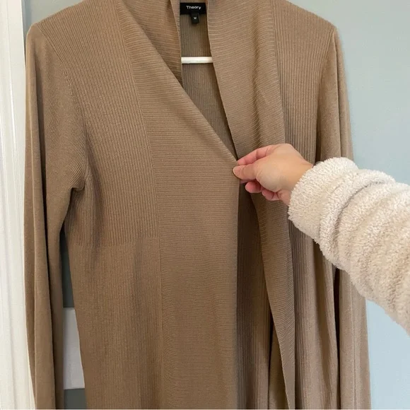 Theory Dorinsa O Honey Open Cardigan Duster Sweater - Picture 4 of 11